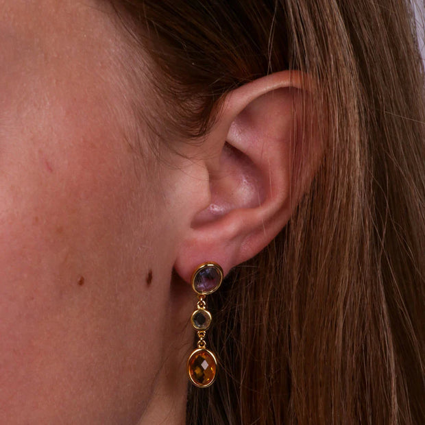 Orecchini in Argento 925 a lobo con zirconi pendenti