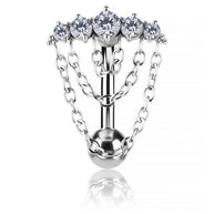Piercing ombelico reverse con cristalli e catene