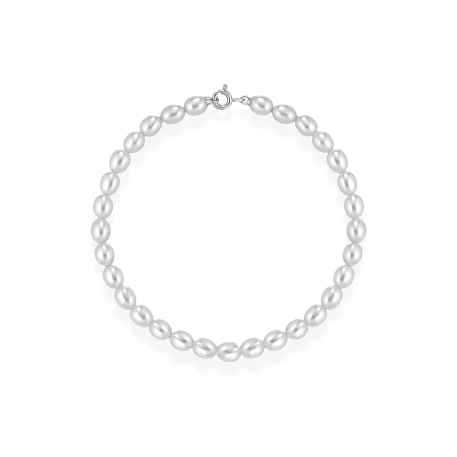 Bracciale con perle coltivate d'acqua dolce forma a RISO e chiusura in oro 18kt