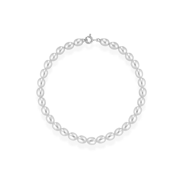 Bracciale con perle coltivate d'acqua dolce forma a RISO e chiusura in oro 18kt