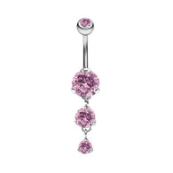Gioiello per piercing pendente con 3 cristalli