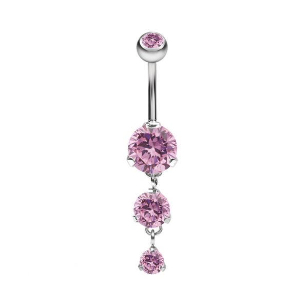 Gioiello per piercing pendente con 3 cristalli