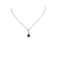 Collana in oro bianco 18 kt con rubino e diamanti